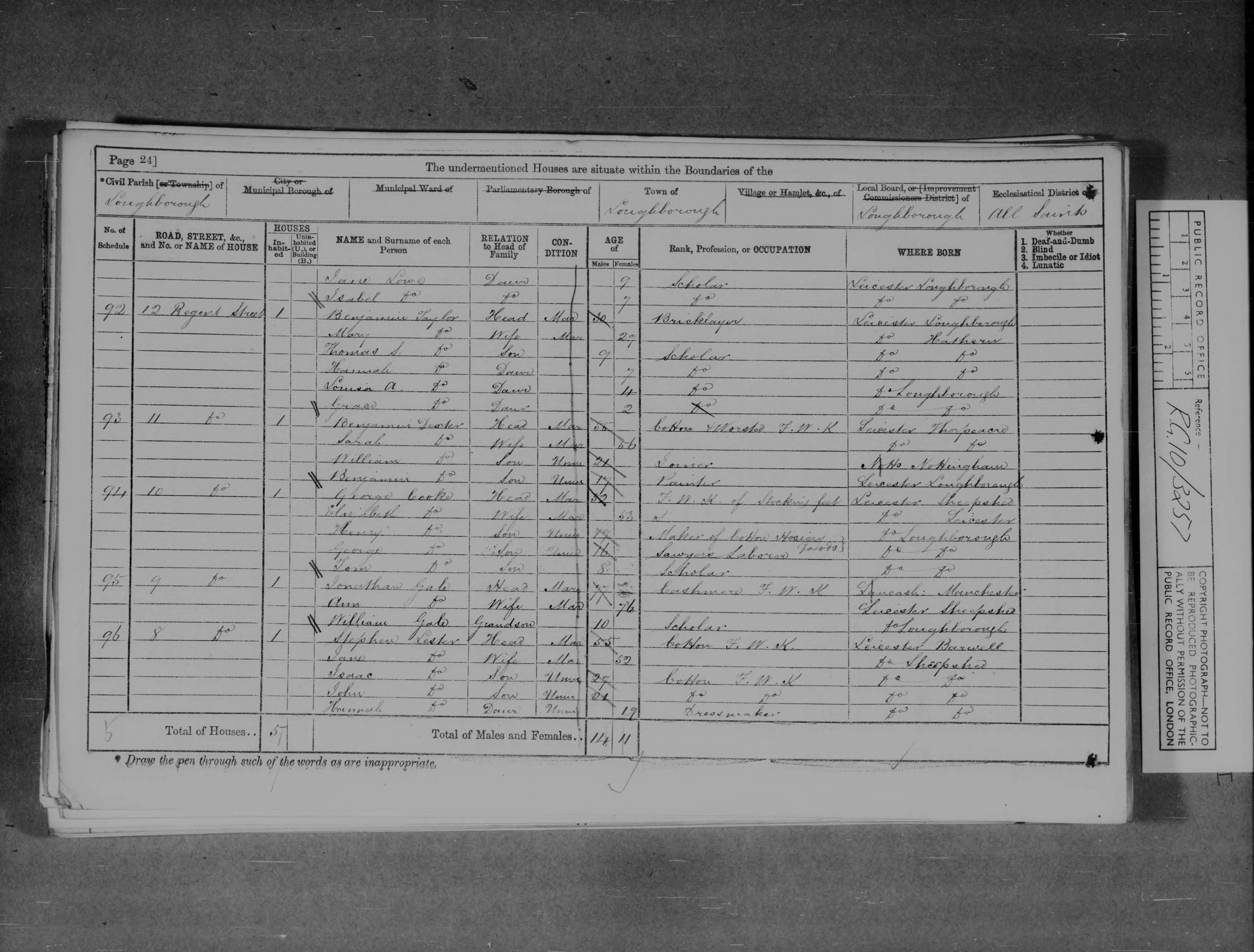 Jonathan Gale - Ann Lakin 1871 Census