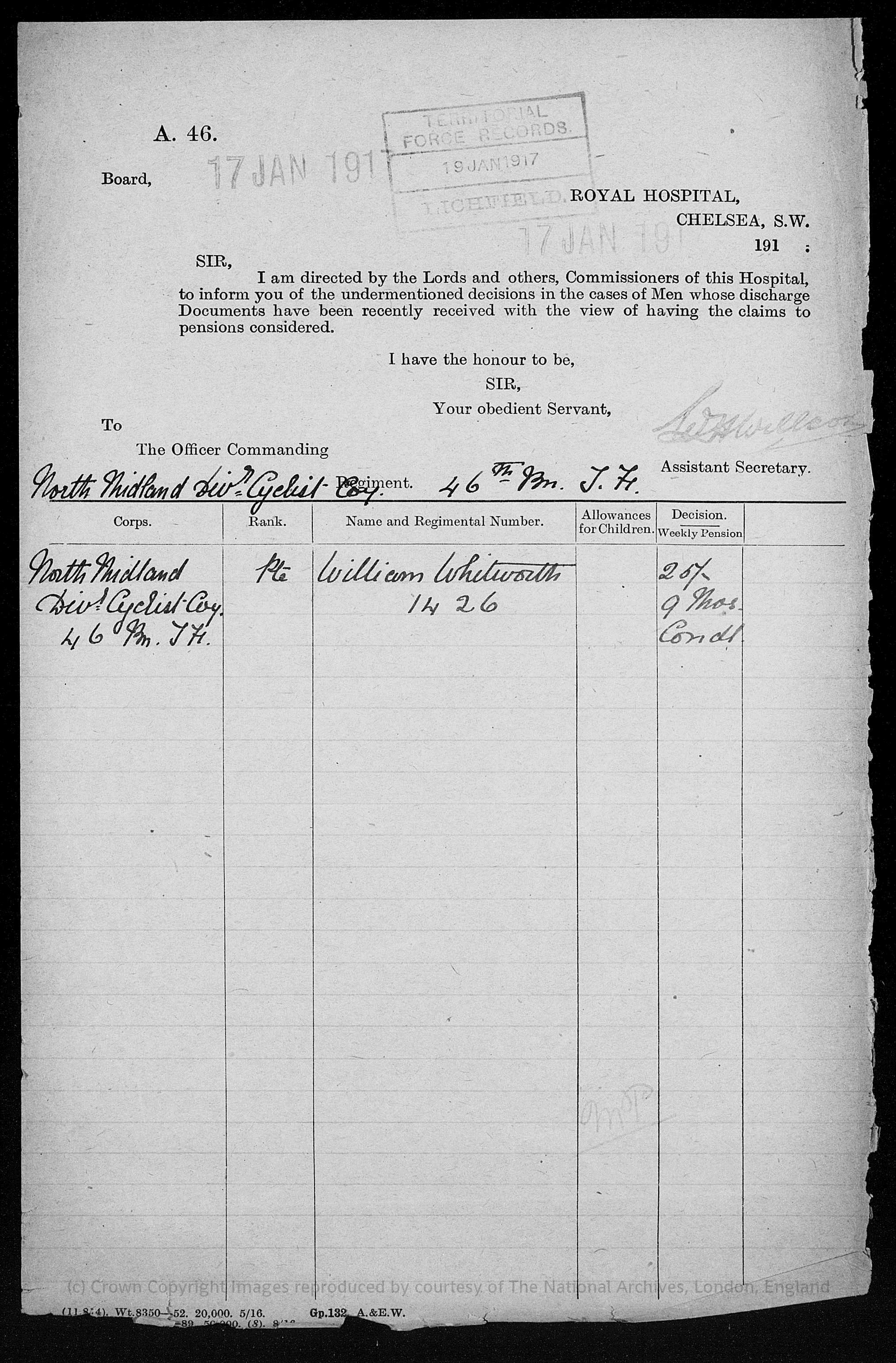 William Whitworth Army Record 8